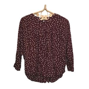 ⭐️Mave Linden Polkadot Dolman swing top burgundy Size S